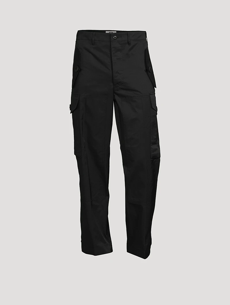 Cotton-Blend Straight-Leg Cargo Pants