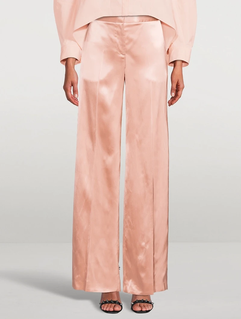 Satin Wide-Leg Trousers