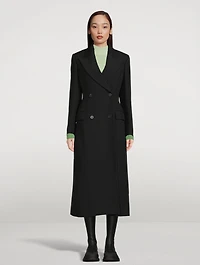 Double-Breasted Wool And Cashmere Coat With Corset Detail