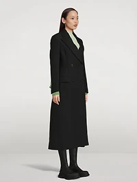 Double-Breasted Wool And Cashmere Coat With Corset Detail