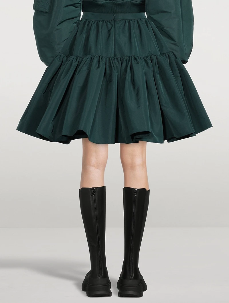 Gathered Taffeta Mini Skirt