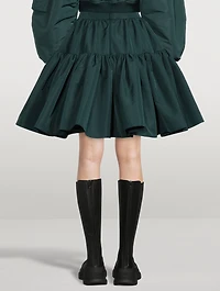 Gathered Taffeta Mini Skirt