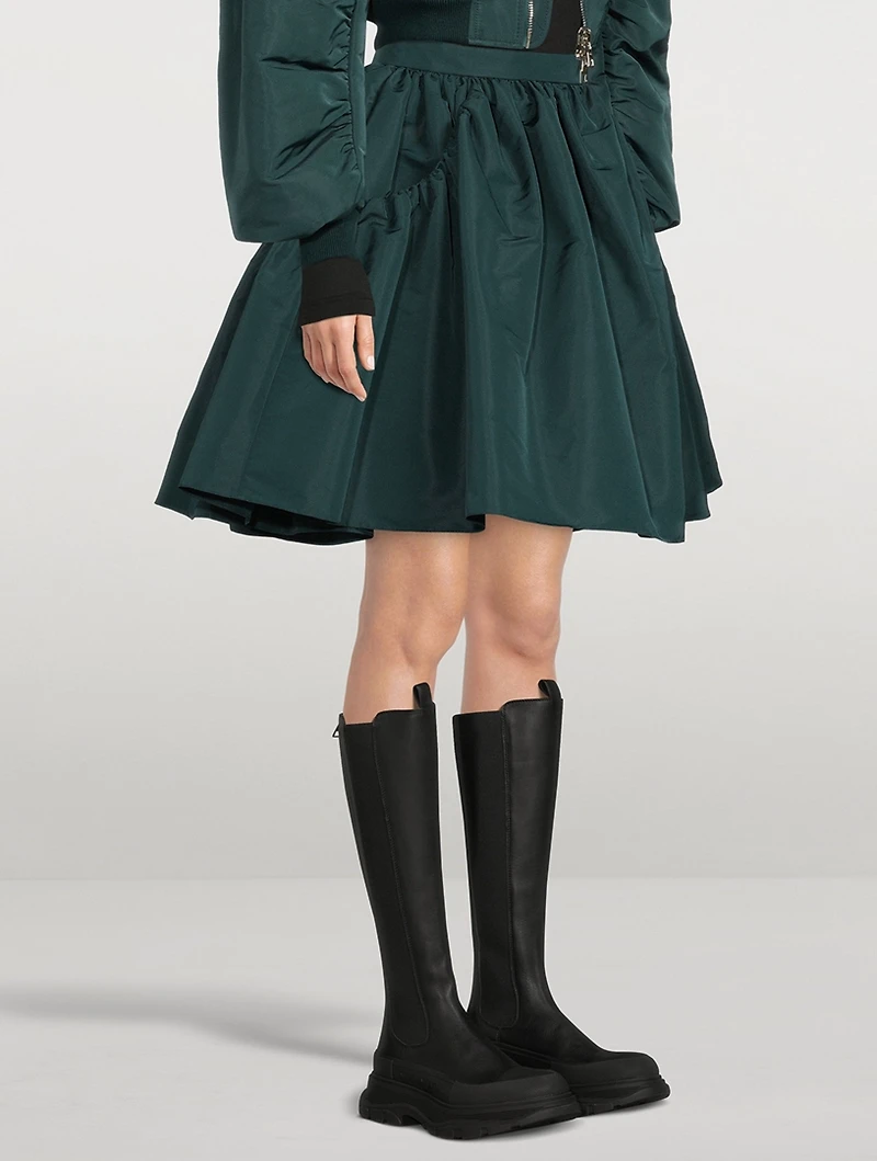 Gathered Taffeta Mini Skirt