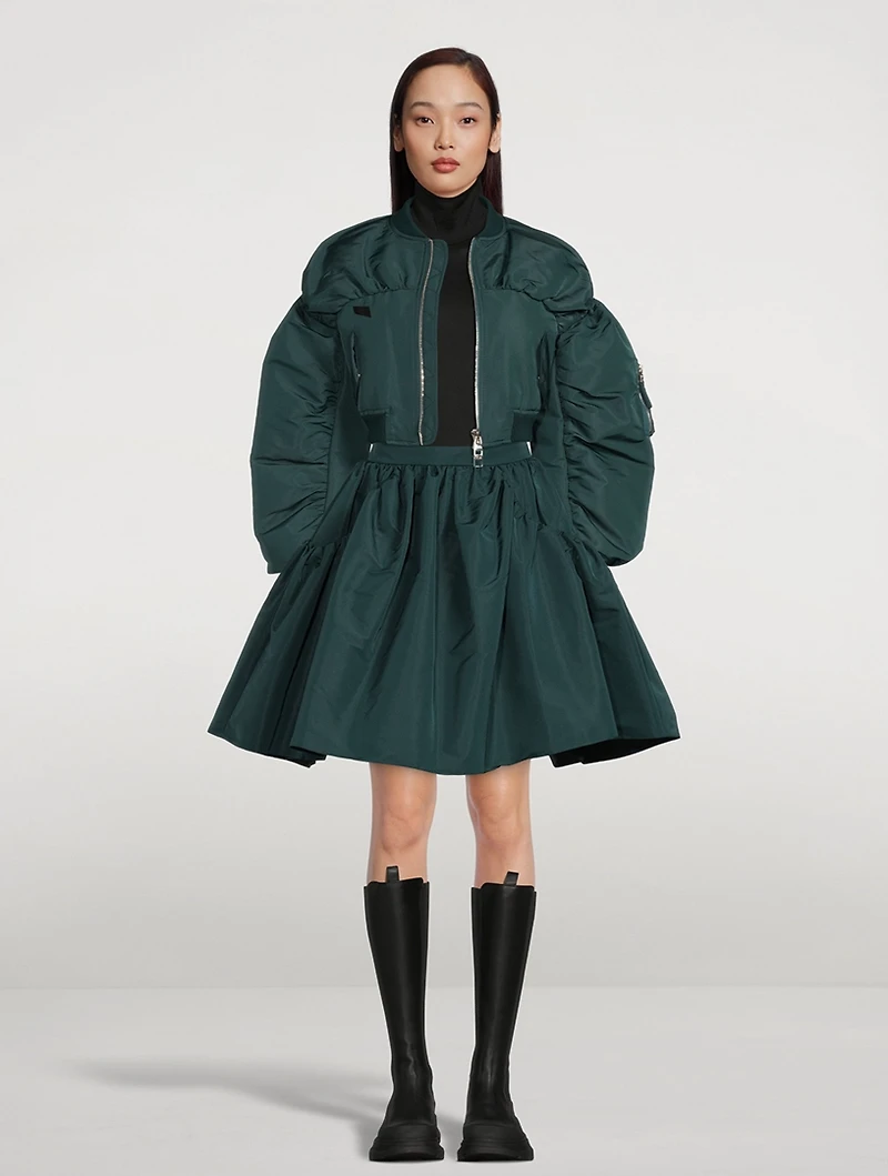 Gathered Taffeta Mini Skirt