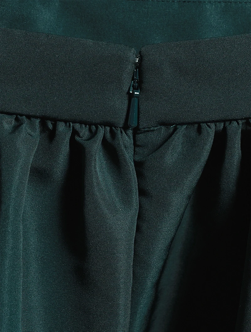Gathered Taffeta Mini Skirt