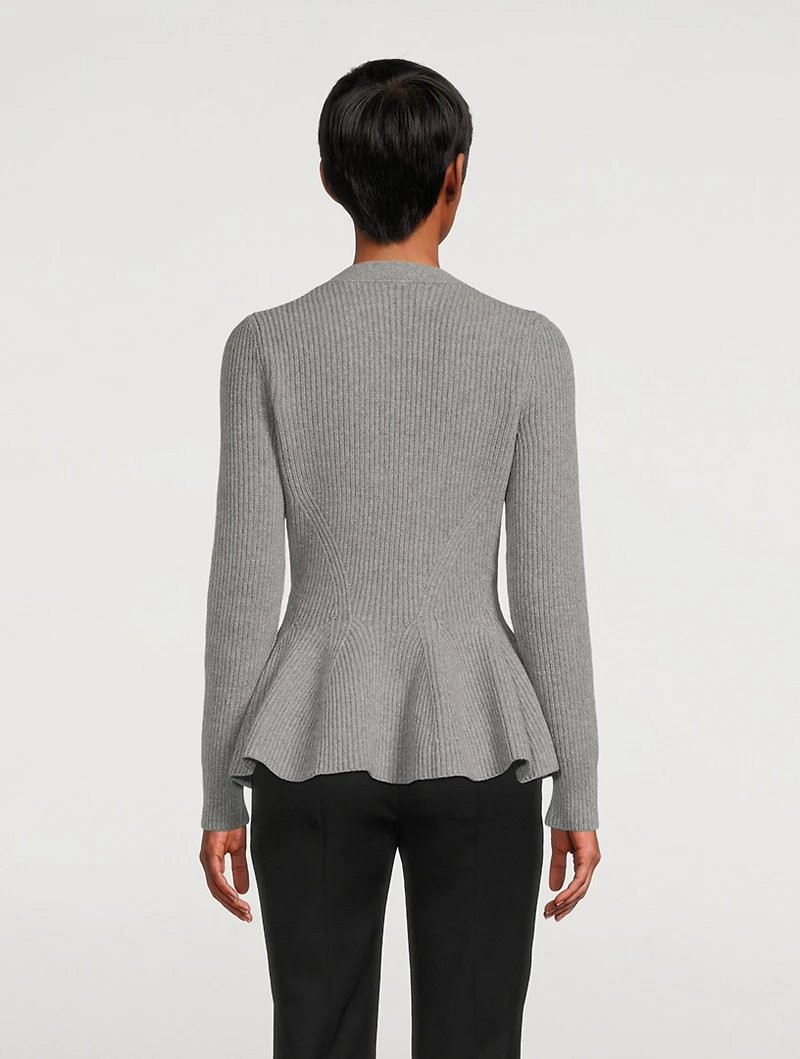 Cashmere Peplum Cardigan