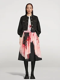 Gathered Midi Skirt Anemone Print