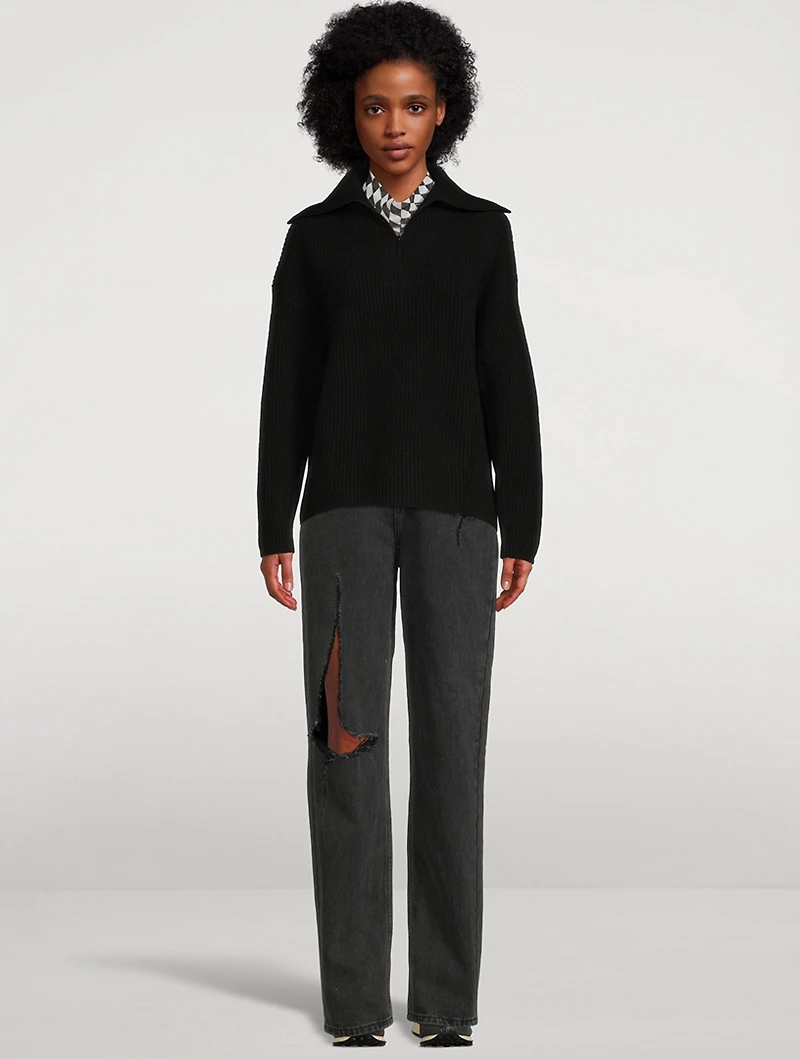 Half-Zipped Ribbed Sweater