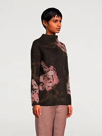 Rose Jacquard Funnel-Neck Sweater