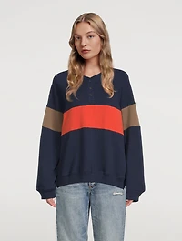 The Stripe Slouch Henley Sweatshirt