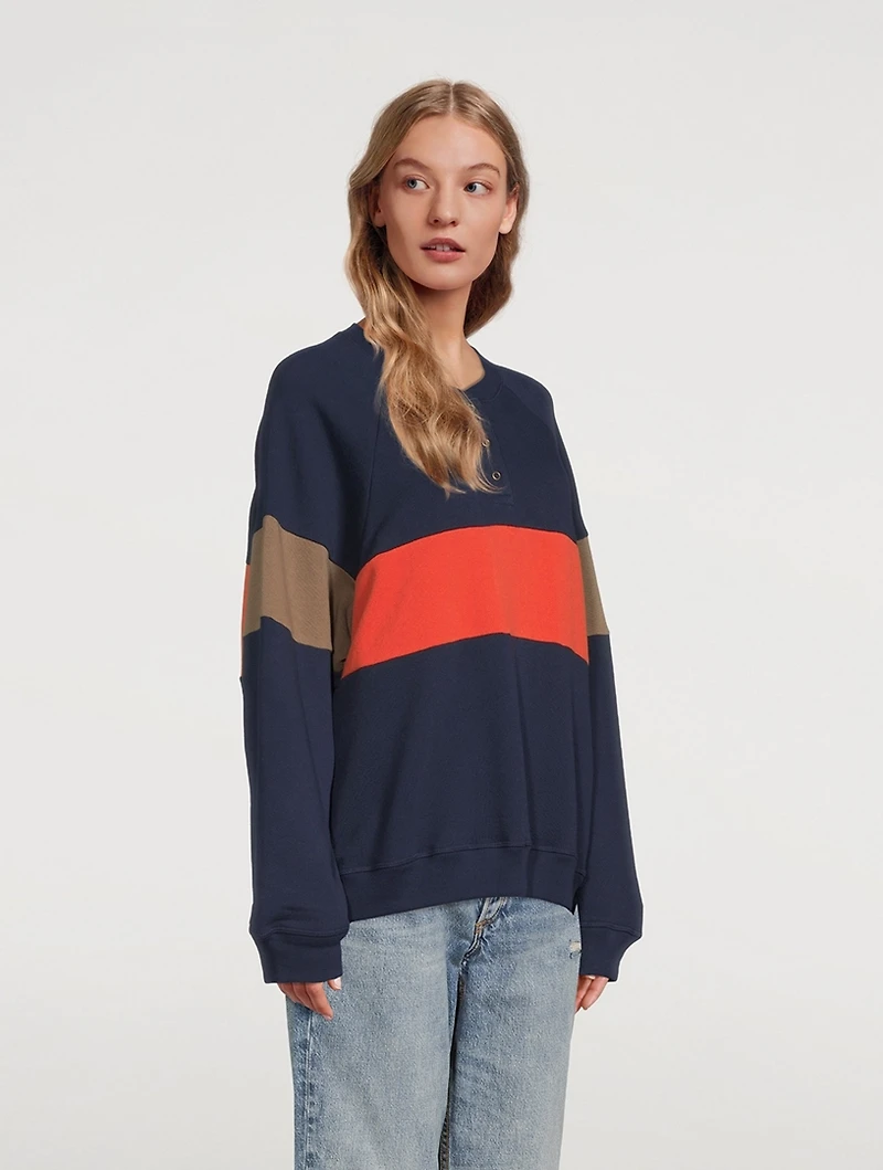 The Stripe Slouch Henley Sweatshirt