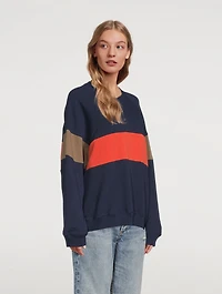 The Stripe Slouch Henley Sweatshirt
