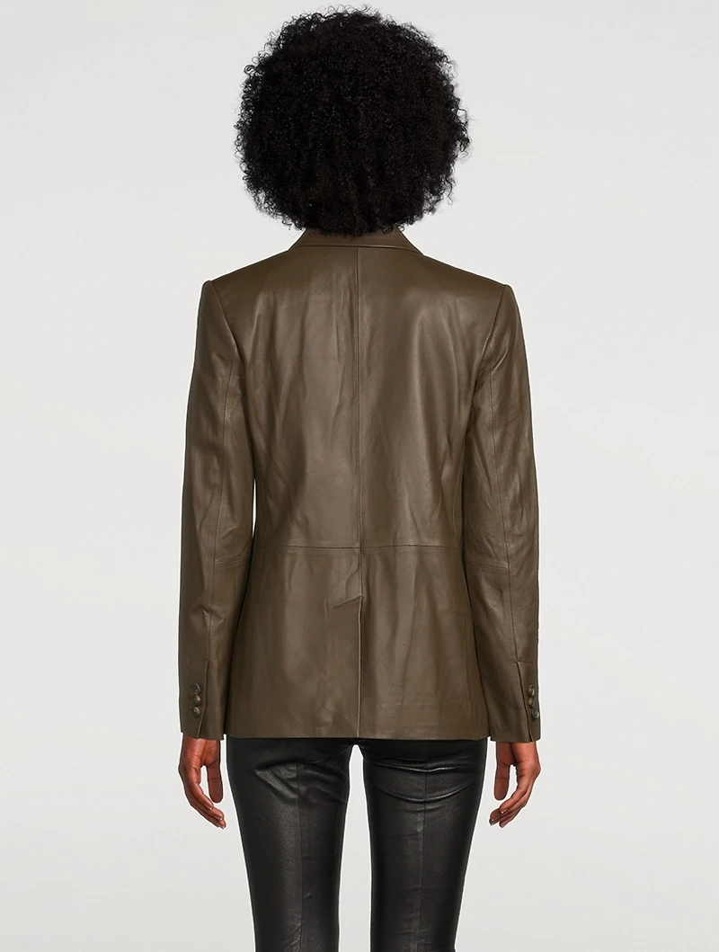 Leather Double-Breasted Blazer