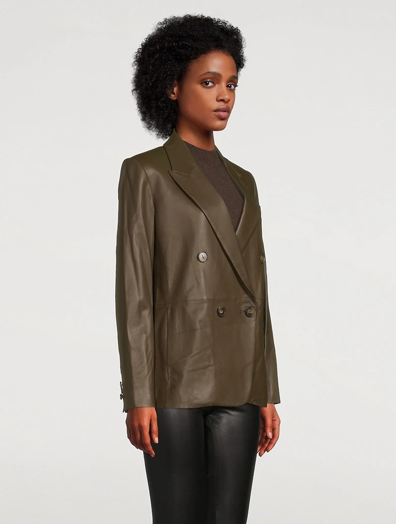 Leather Double-Breasted Blazer