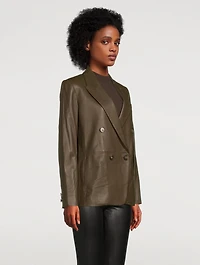 Leather Double-Breasted Blazer
