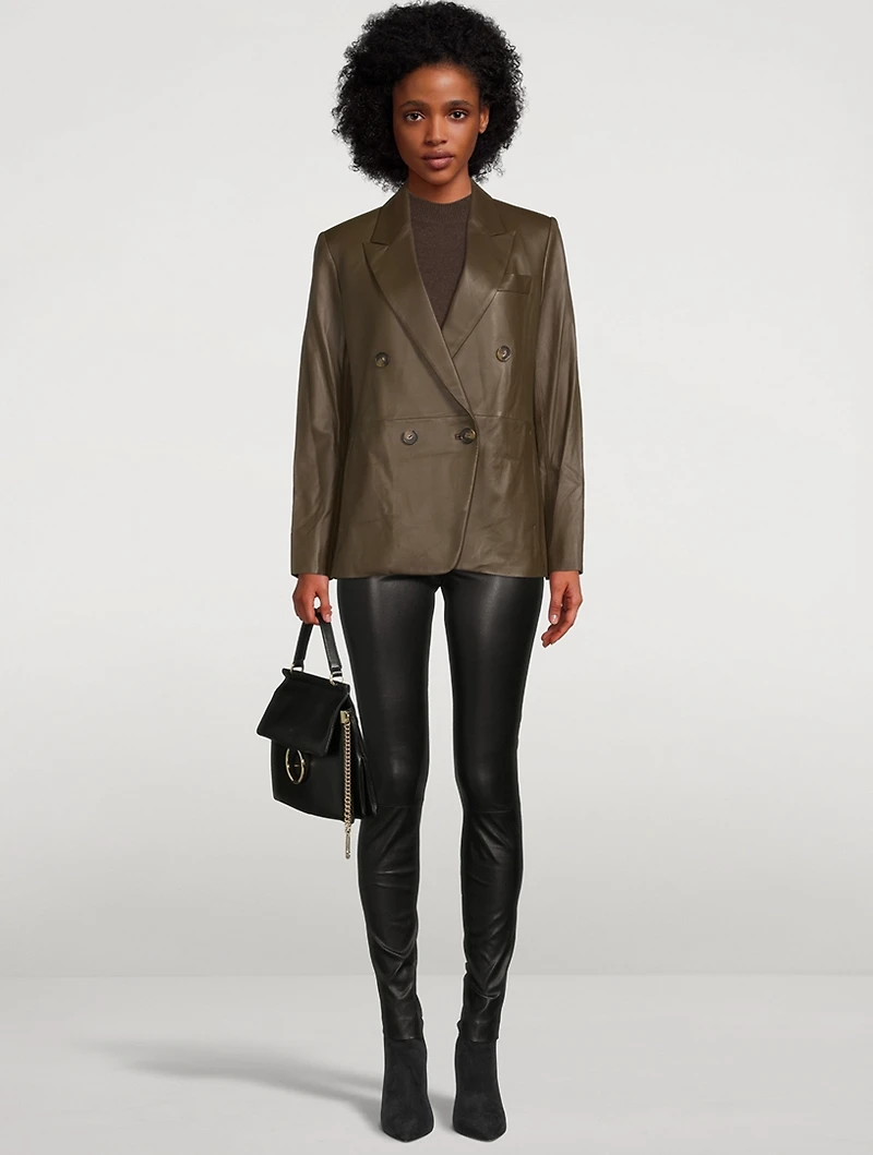 Leather Double-Breasted Blazer