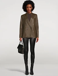 Leather Double-Breasted Blazer