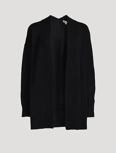 Wool Cashmere Ribbed Placket Cardigan