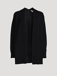 Wool Cashmere Ribbed Placket Cardigan