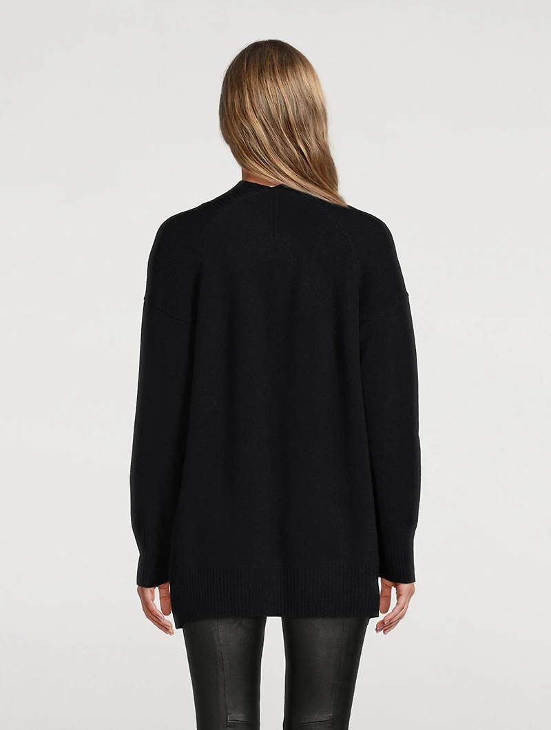 Wool Cashmere Ribbed Placket Cardigan