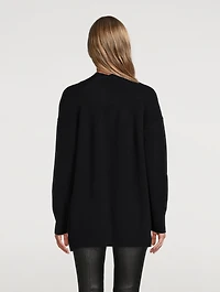 Wool Cashmere Ribbed Placket Cardigan