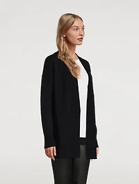 Wool Cashmere Ribbed Placket Cardigan