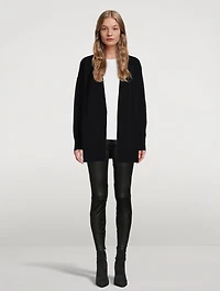 Wool Cashmere Ribbed Placket Cardigan