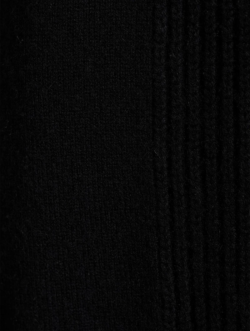 Wool Cashmere Ribbed Placket Cardigan