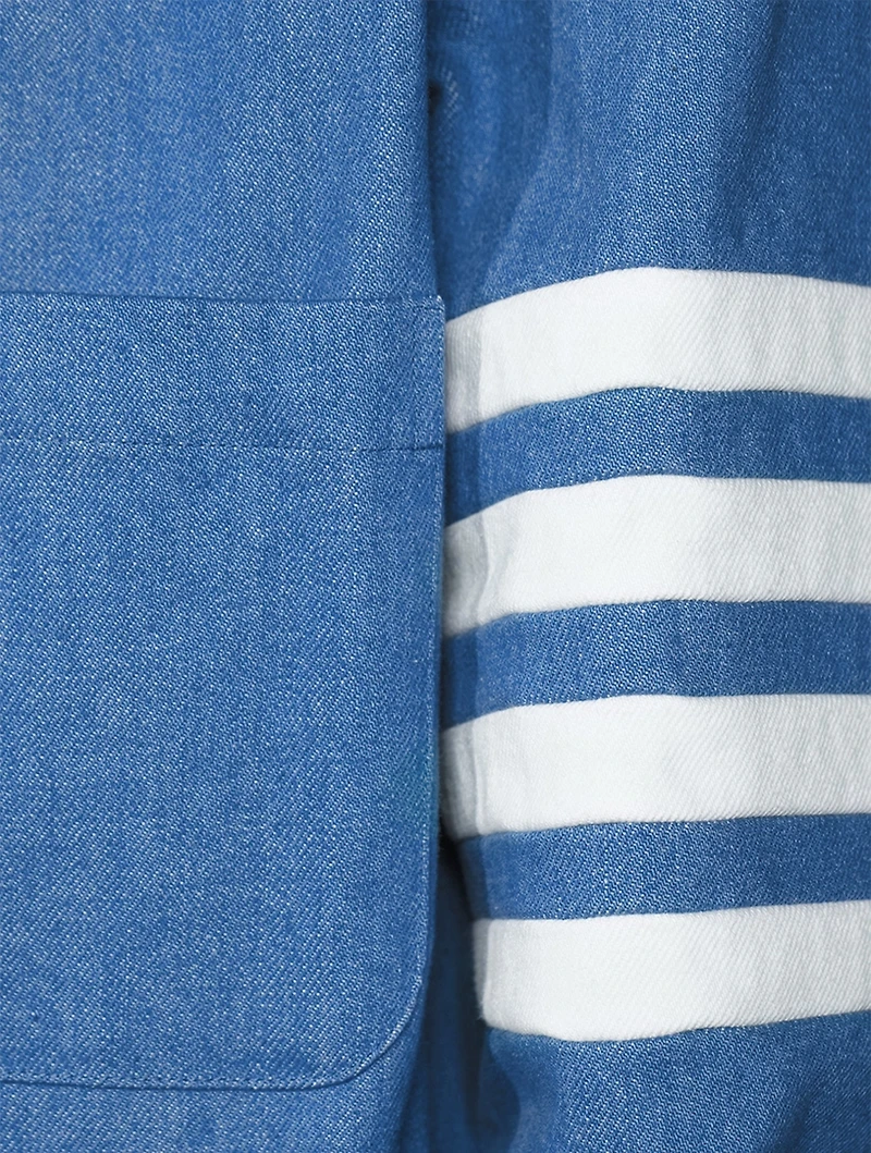 Washed Denim Snap-Button Shirt Jacket