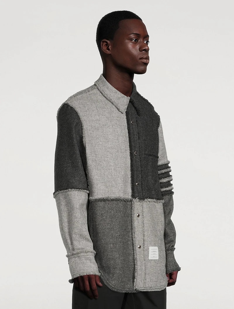 Quarter Split Shetland Shirt Jacket