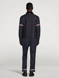 Wool Grosgrain Armband Jacket Herringbone Windowpane Print