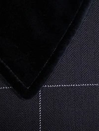 Wool Grosgrain Armband Jacket Herringbone Windowpane Print