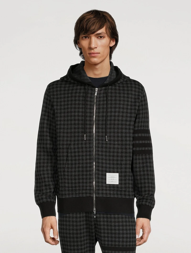Cotton Jacquard Zip Hoodie Gunclub Check Print