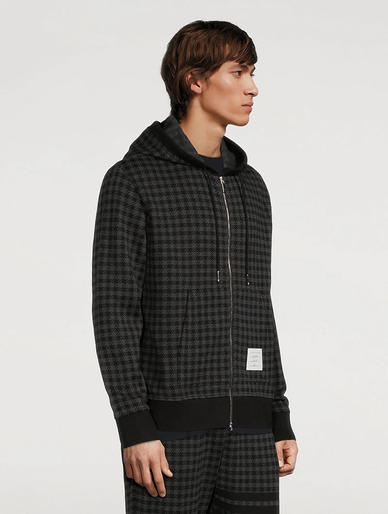 Cotton Jacquard Zip Hoodie Gunclub Check Print
