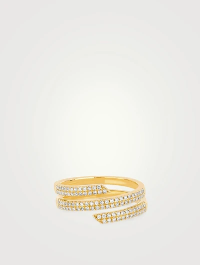 14K Gold Swirl Ring With Diamonds