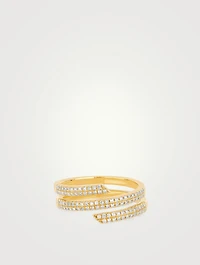 14K Gold Swirl Ring With Diamonds