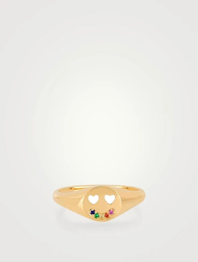 14K Gold Rainbow Smile Ring