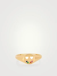 14K Gold Rainbow Smile Ring
