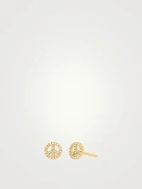 14K Gold Peace Mini Stud Earrings With Diamonds