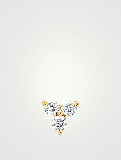 14K Gold Trio Stud Earring With Diamonds
