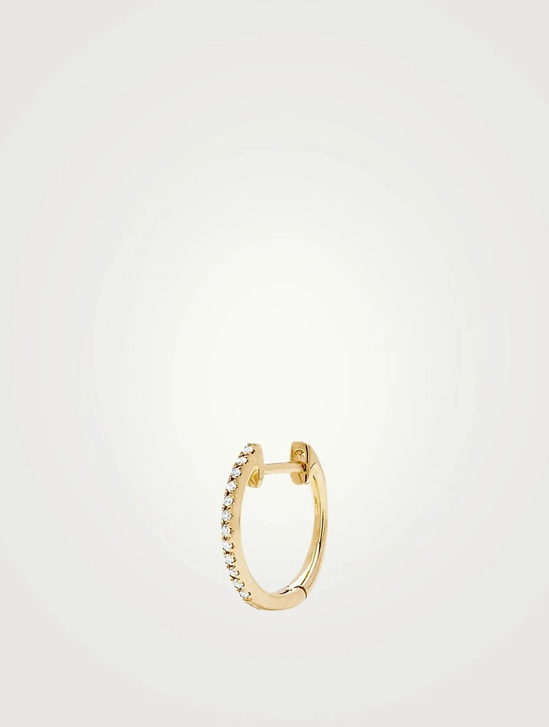 14K Gold Mini Huggie Earring With Diamonds