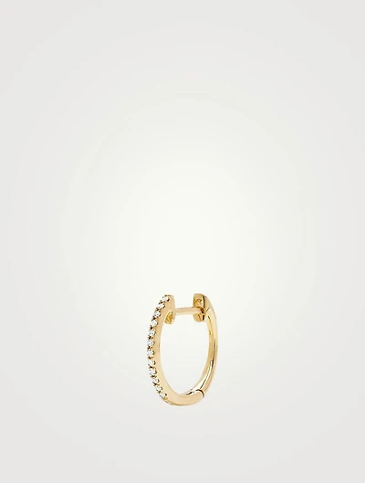 14K Gold Mini Huggie Earring With Diamonds