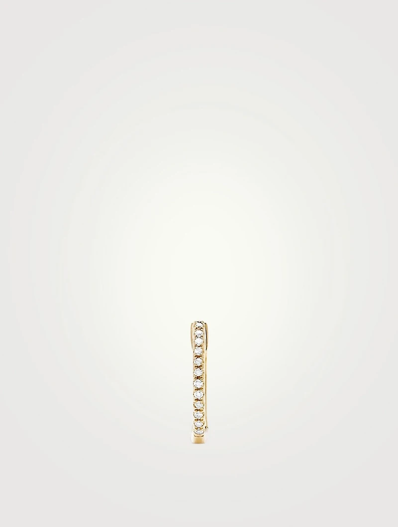 14K Gold Mini Huggie Earring With Diamonds
