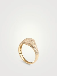 14K Gold Signet Ring With Diamonds