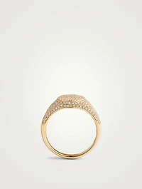 14K Gold Signet Ring With Diamonds