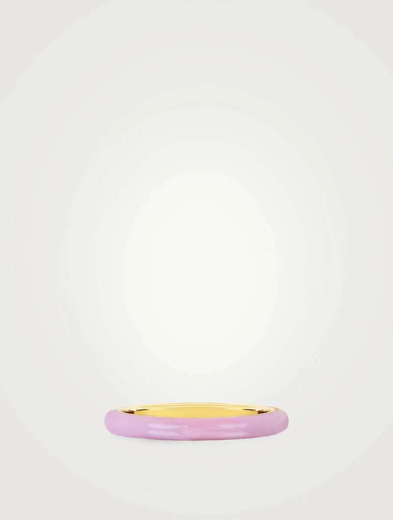 14K Gold Two-Tone Enamel Band Ring With Diamonds