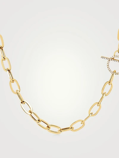 14K Gold Jumbo Toggle Necklace With Diamonds