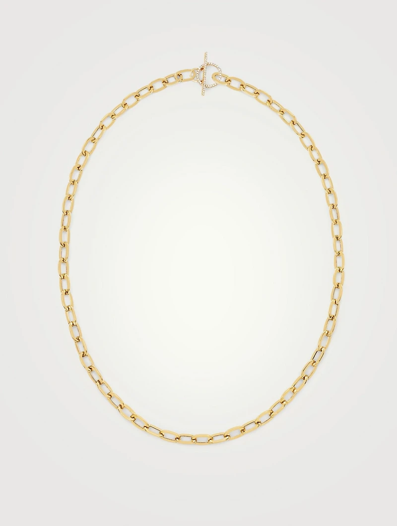 14K Gold Jumbo Toggle Necklace With Diamonds
