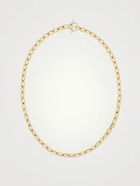 14K Gold Jumbo Toggle Necklace With Diamonds
