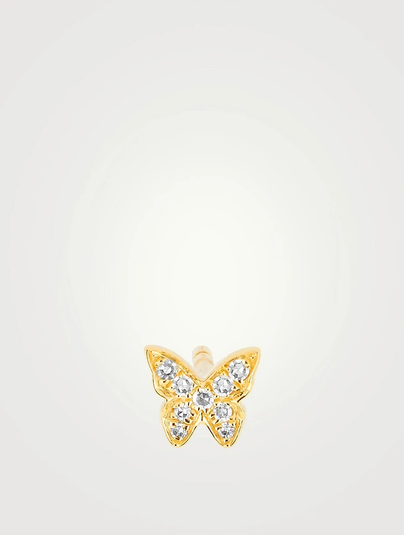 14K Gold Baby Butterfly Stud Earring